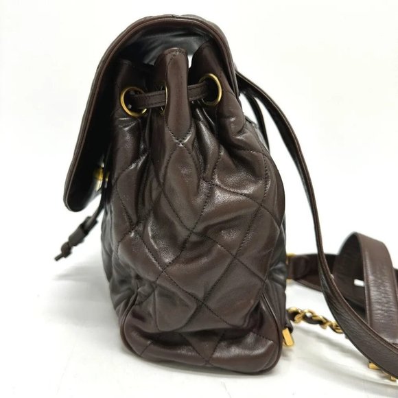 CHANEL CC CC Mark Matelasse Chain Backpack Lambskin Leather Brown/GoldHardware